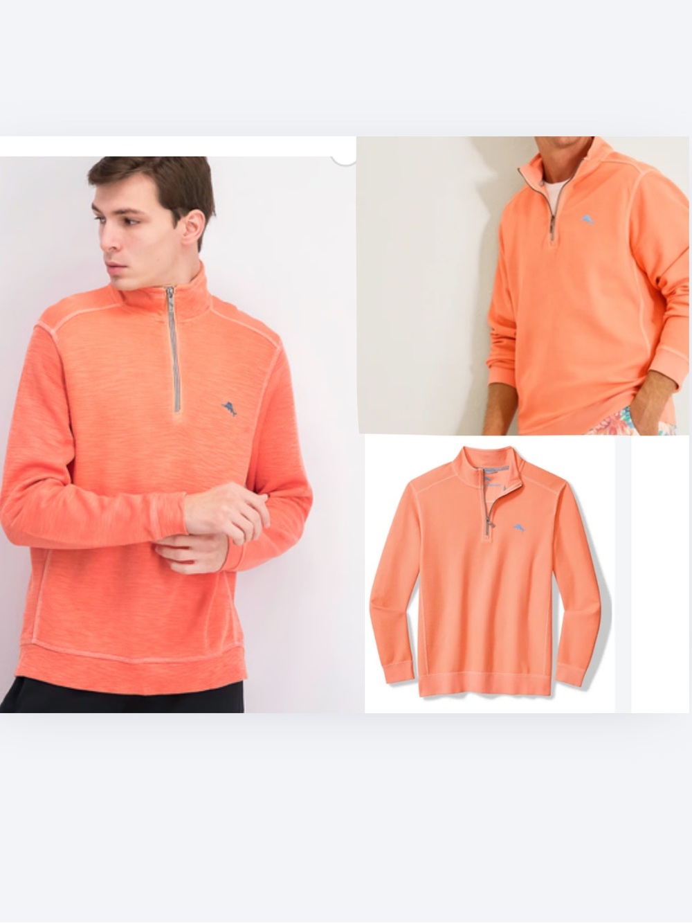 Tommy Bahama Montego Bay Textured Cotton Half Zip Pullover.